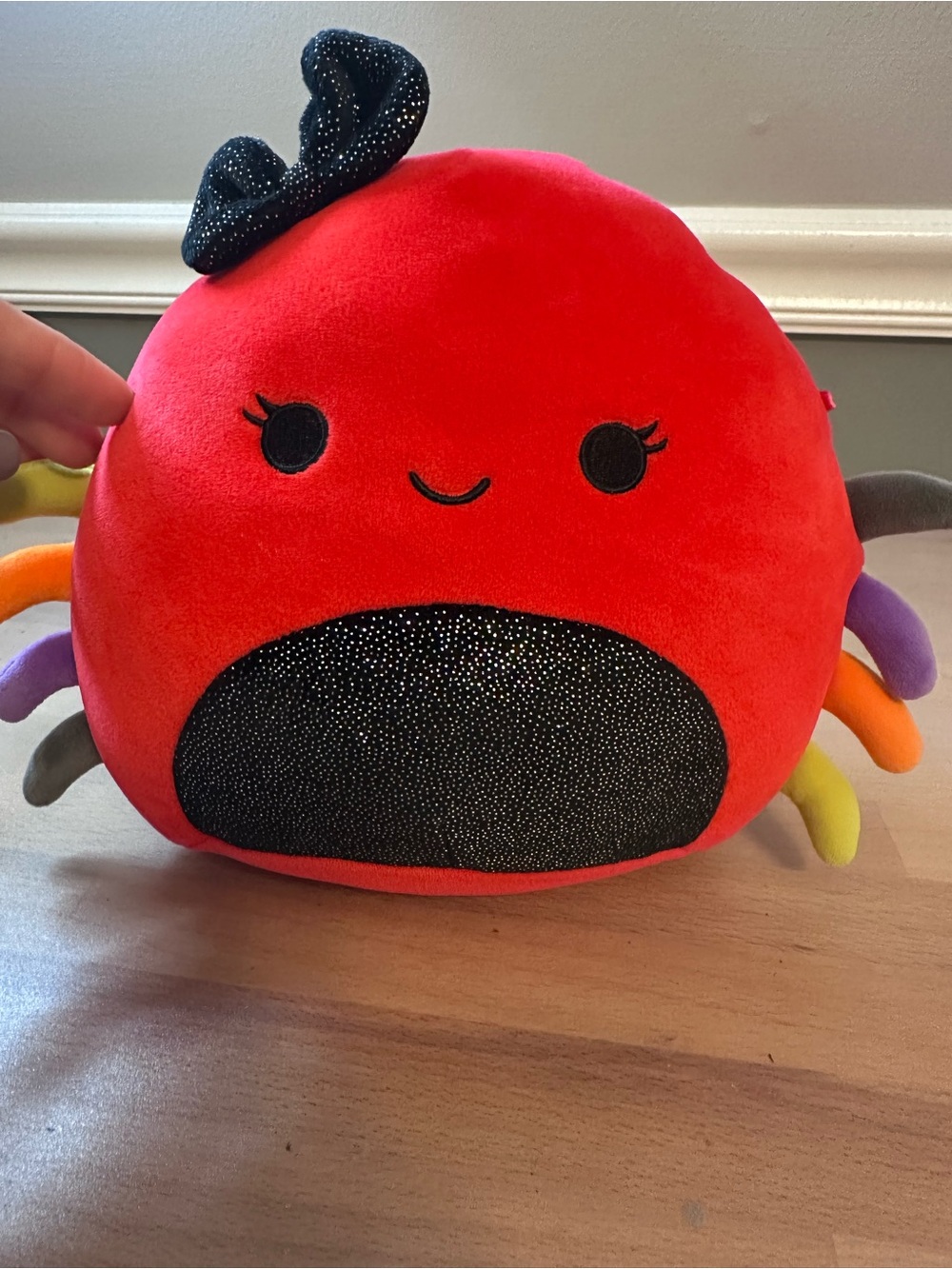 Squishmallow Aranya The Spider Halloween Plush 8” Red Black Glitter Kellytoy